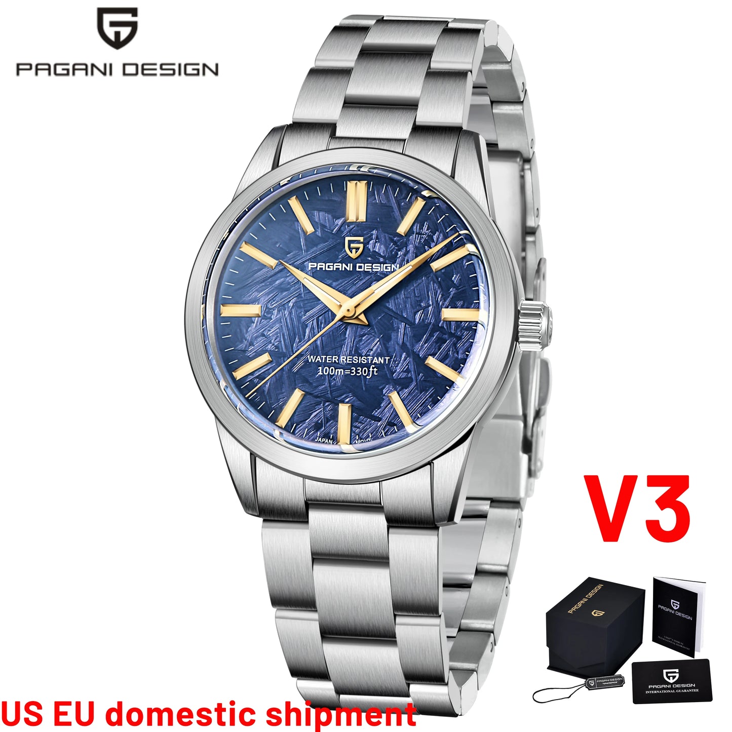 PAGANI DESIGN 40mm Ultra Thin Mens Quartz Wristwatch With Sapphire Crystal