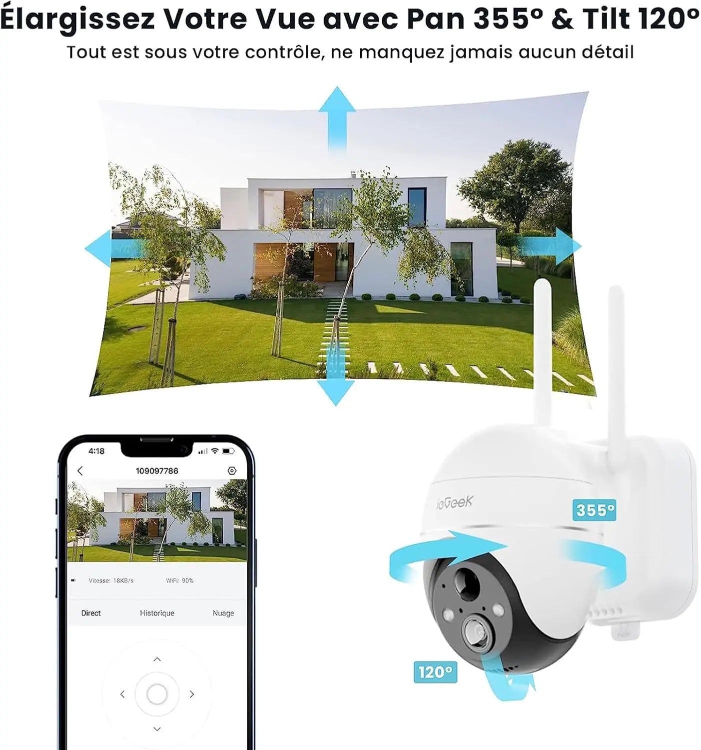 IeGeek 5MP Wireless Outdoor WiFi Solar Camera 360 Degree