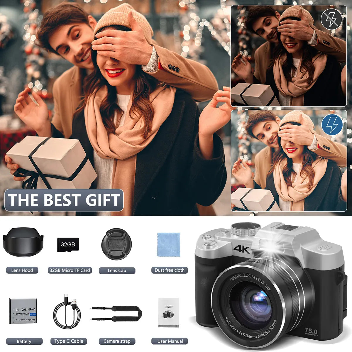 75MP 4K Vlogging Camera 3Inch Touch Screen 18X Autofocus