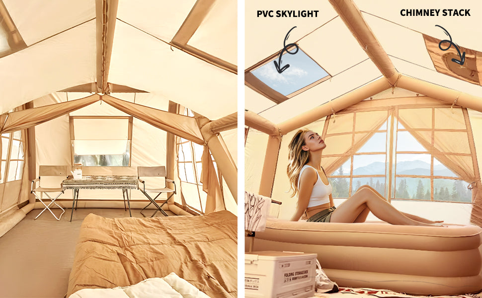 Inflatable Tent 8-10 Person 135 Sqft Instant Setup Camping