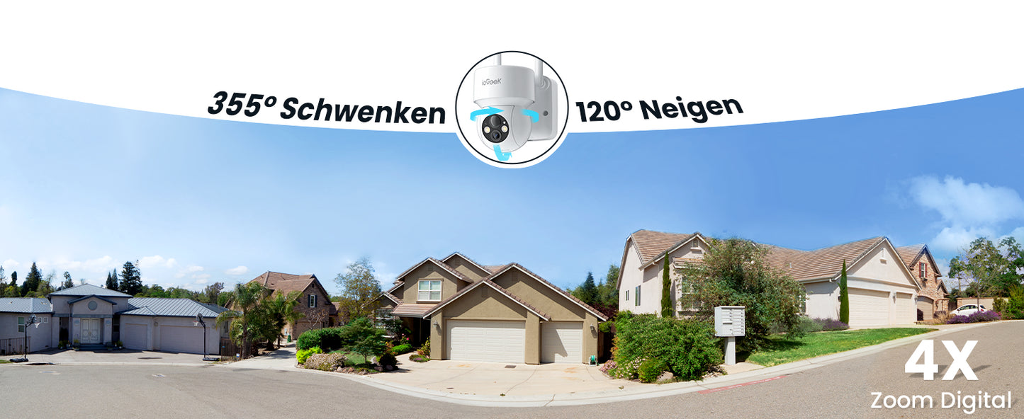 IeGeek 2K 3MP WiFi Security Camera Outdoor PTZ Battery Solar Powered