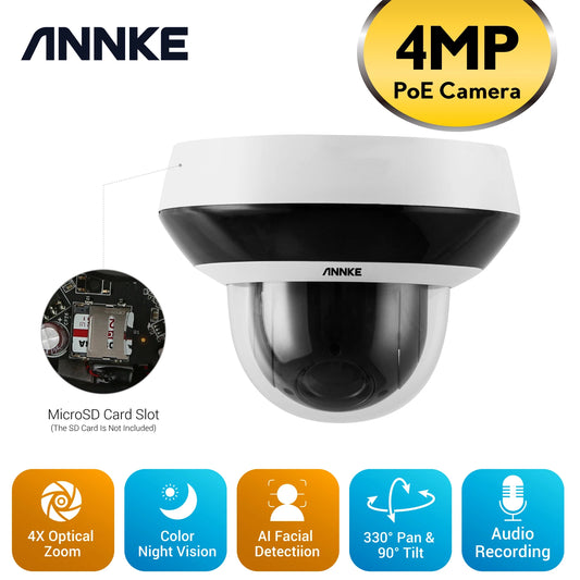 ANNKE 4MP H265 PoE PTZ IP Camera 2.8 12mm Motorized Zoom