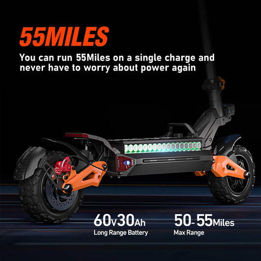 6000W Dual Motor Electric Scooter 50mph Folding Off Road