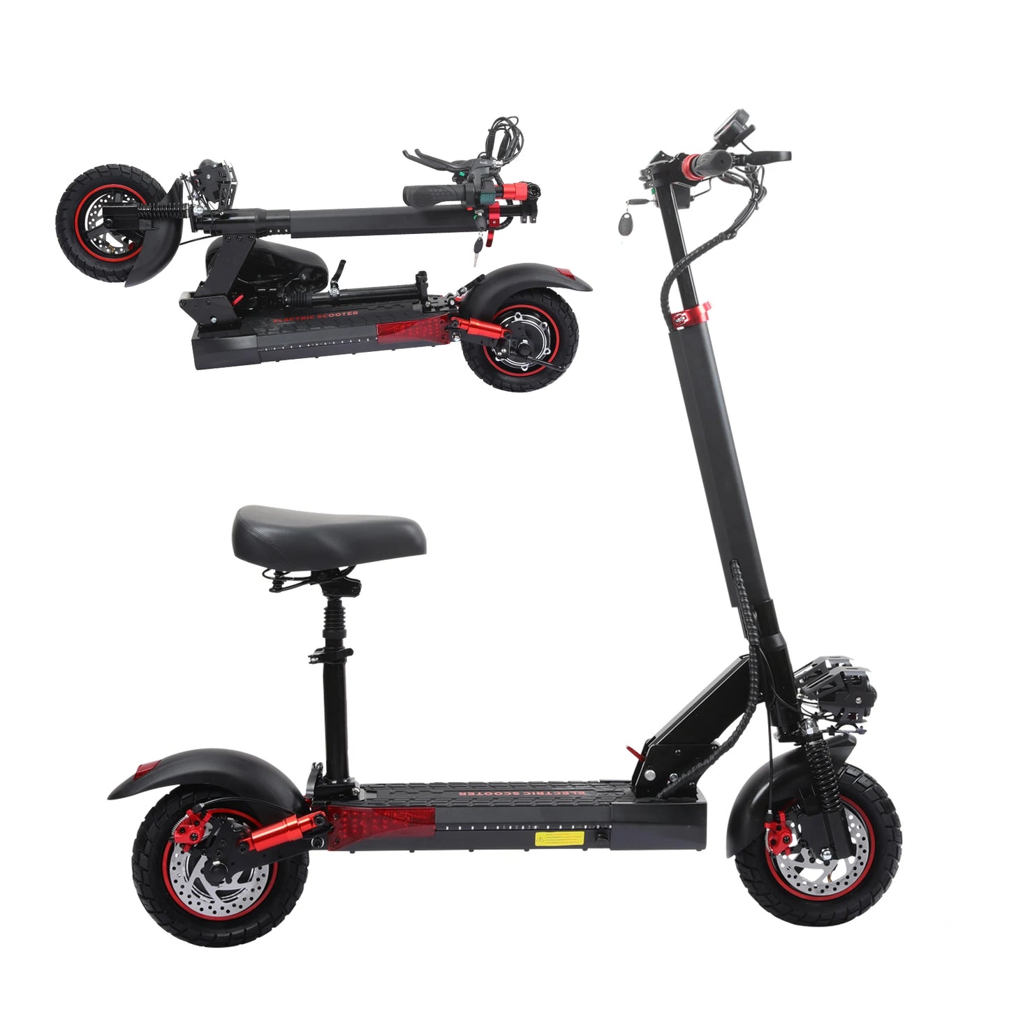 Foldable 1200W Electric Scooter With Seat Off Road Tires