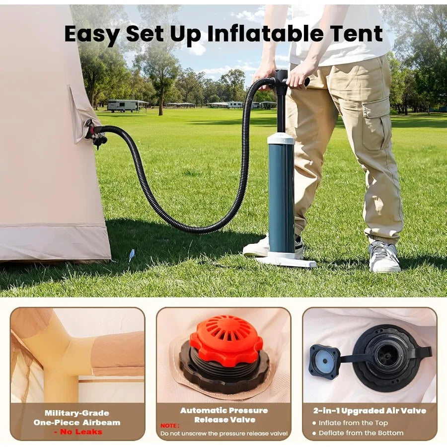 Inflatable Camping Tent Hand Pump Waterproof 4 Season