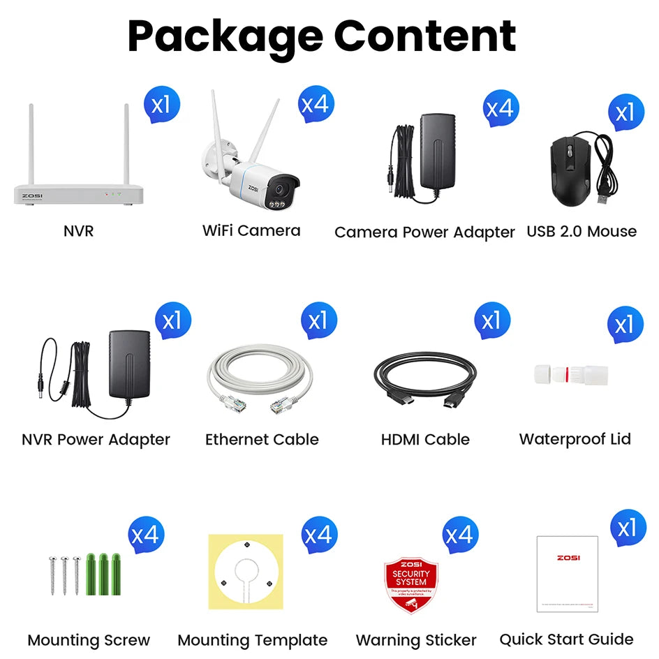 ZOSI 4K WiFi 6 Security IP Camera System Night Vision 8MP Pan Tilt Wireless Cam