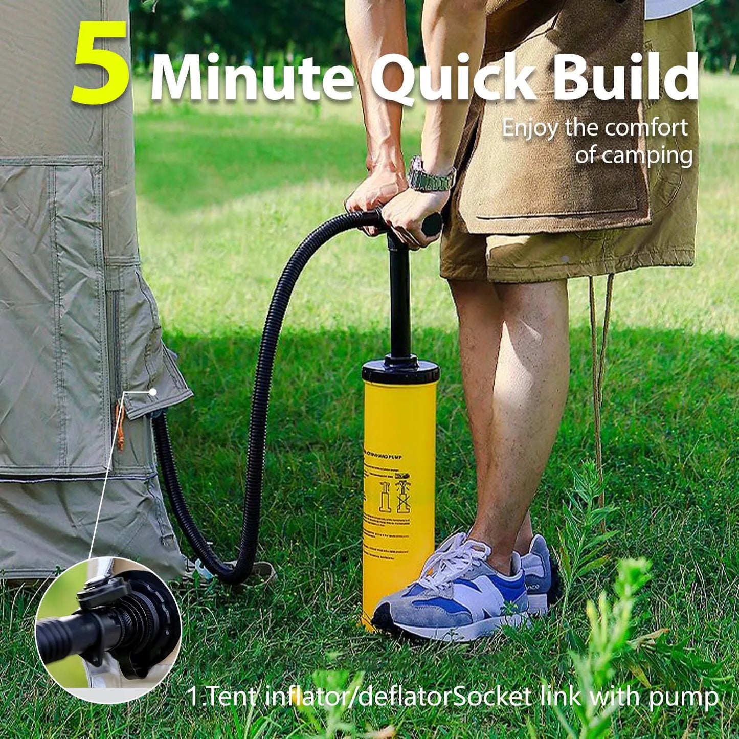 Inflatable Tent 8-10 Person 135 Sqft Instant Setup Camping