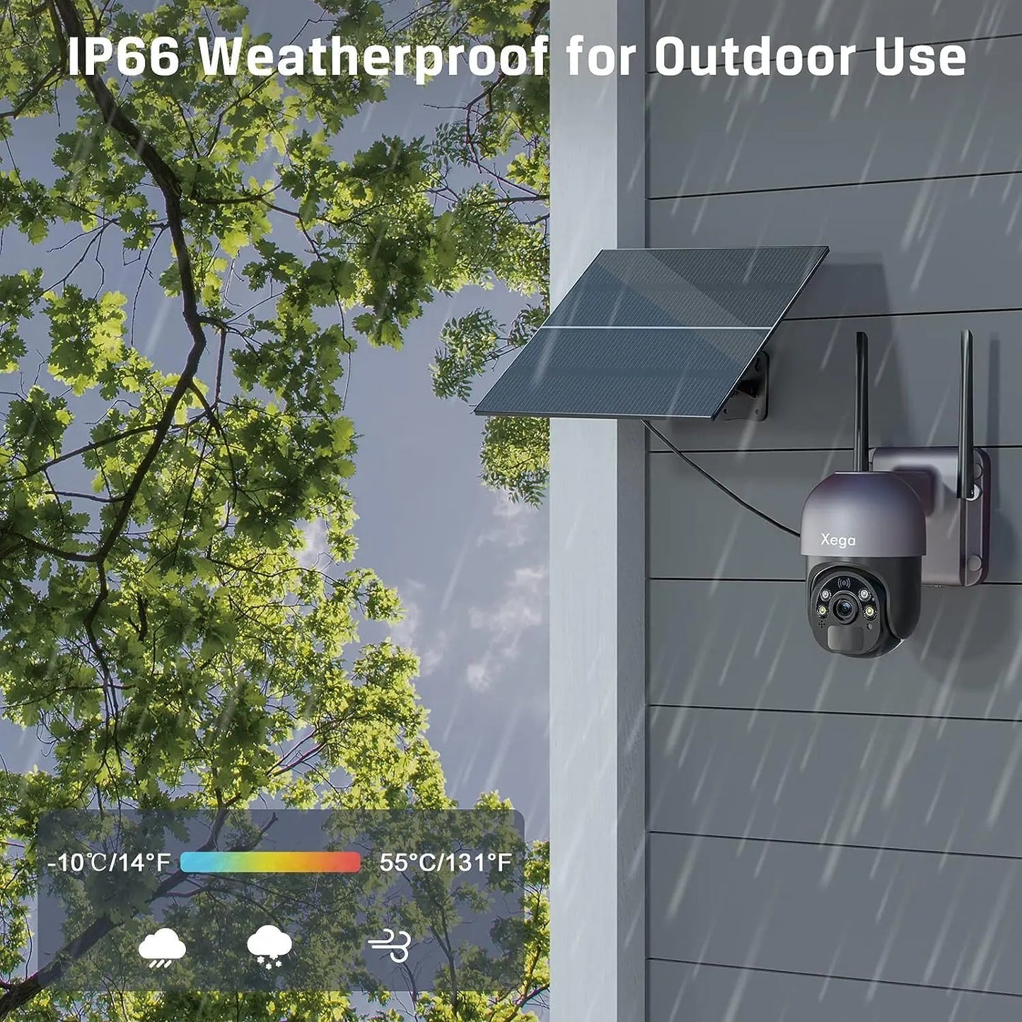 Xega 4G SIM Camera Solar 20W Battery 2K Night Vision IP66