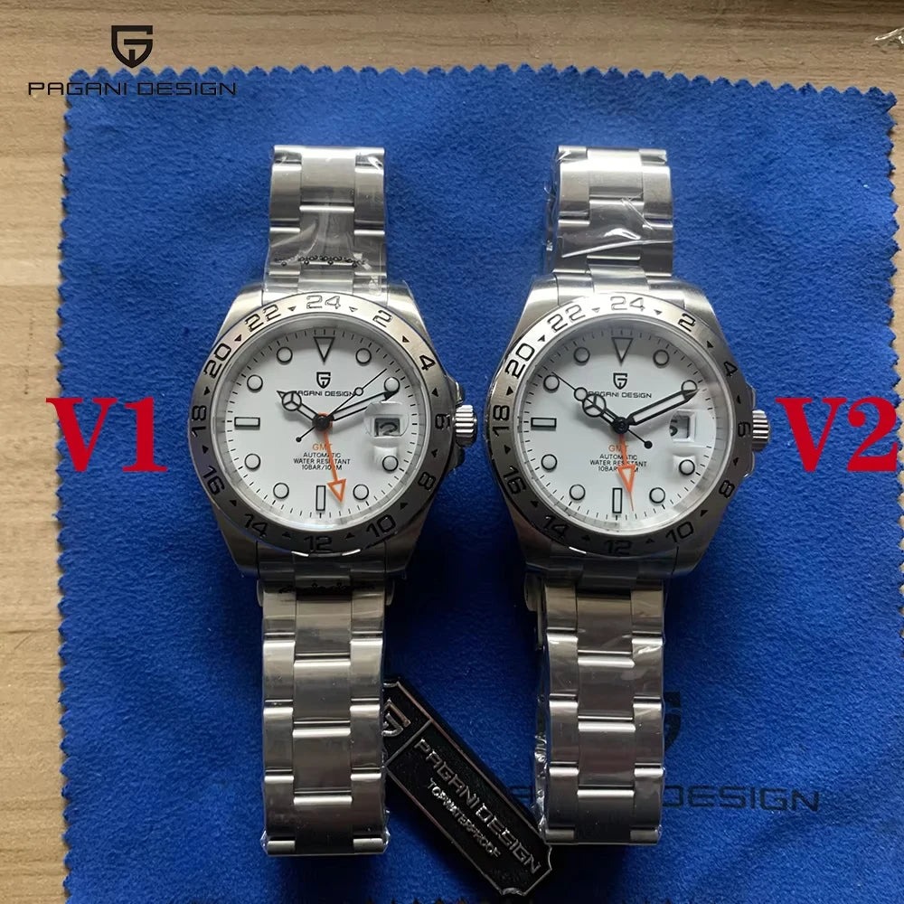 Pagani Design 42mm GMT Watch Men Automatic Stainless Steel Waterproof Sapphire