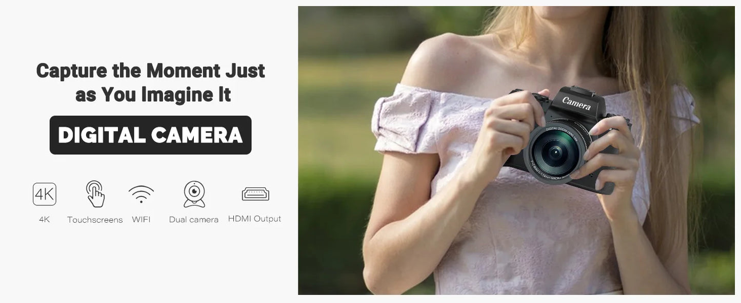 4K 64MP WiFi Vlogging Camera With Flash And Lens Hood