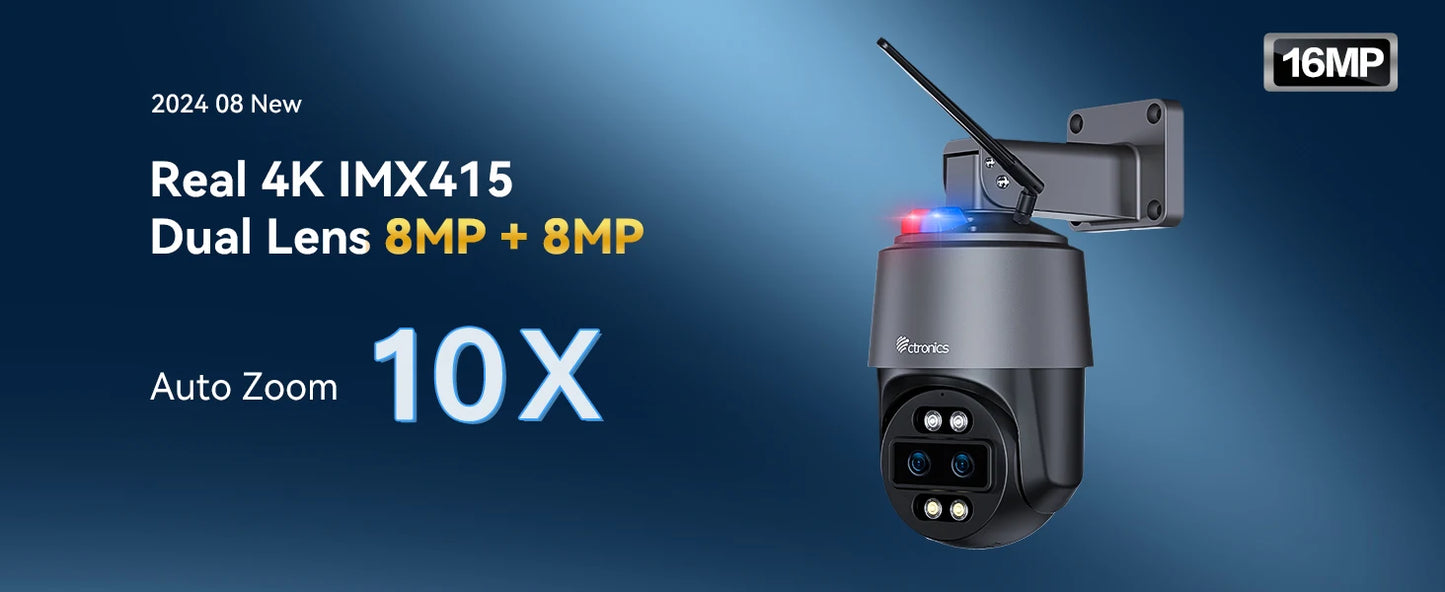 Ctronics 4K 8MP Outdoor WiFi Surveillance Camera 360 Zoom