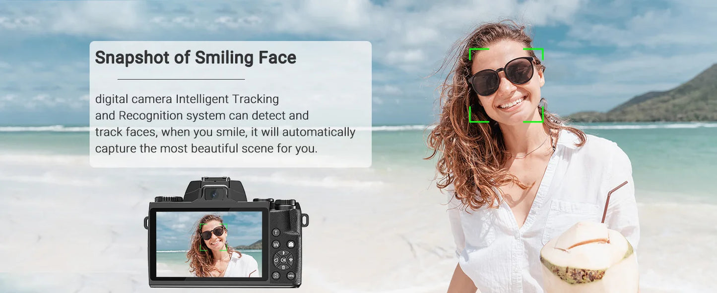 4K 64MP WiFi Vlogging Camera With Flash And Lens Hood