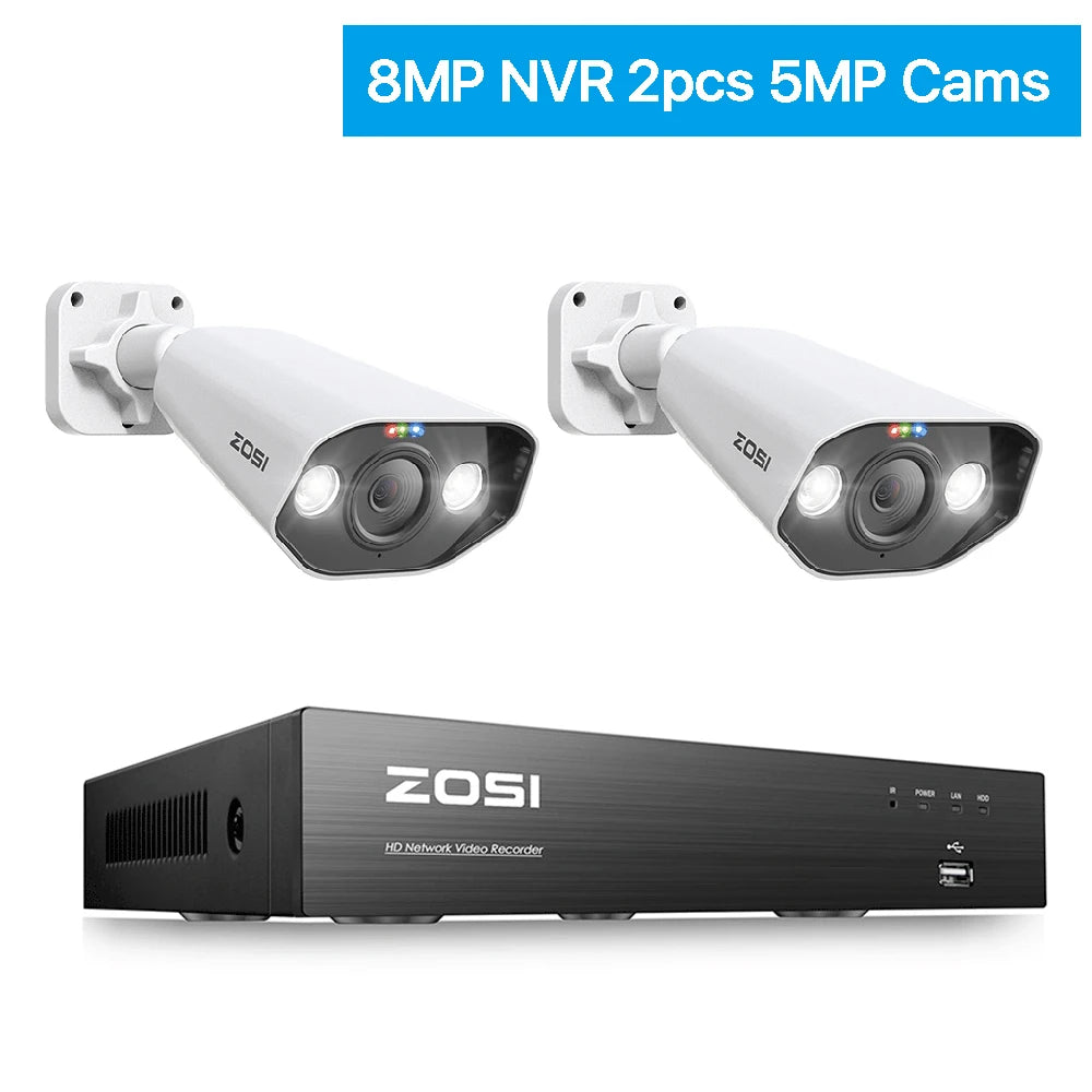 ZOSI 8CH POE Video Surveillance Kit 4K IP Cameras Outdoor