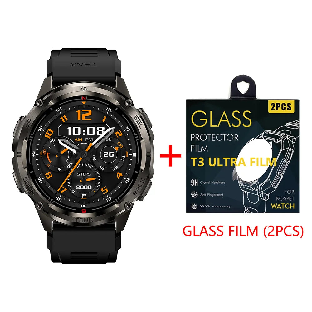 KOSPET Tank T3 Ultra 2 GPS Smart Watch For Men With Compass Altimeter Barometer Bluetooth Calling 5ATM IP69K Waterproof