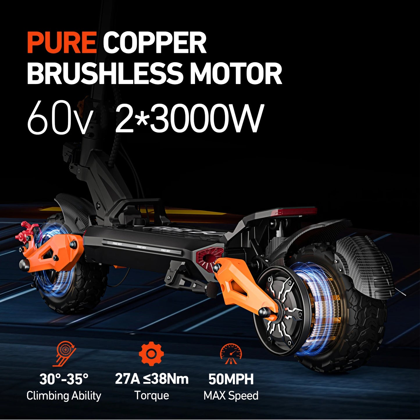6000W Dual Motor Electric Scooter 50mph Folding Off Road