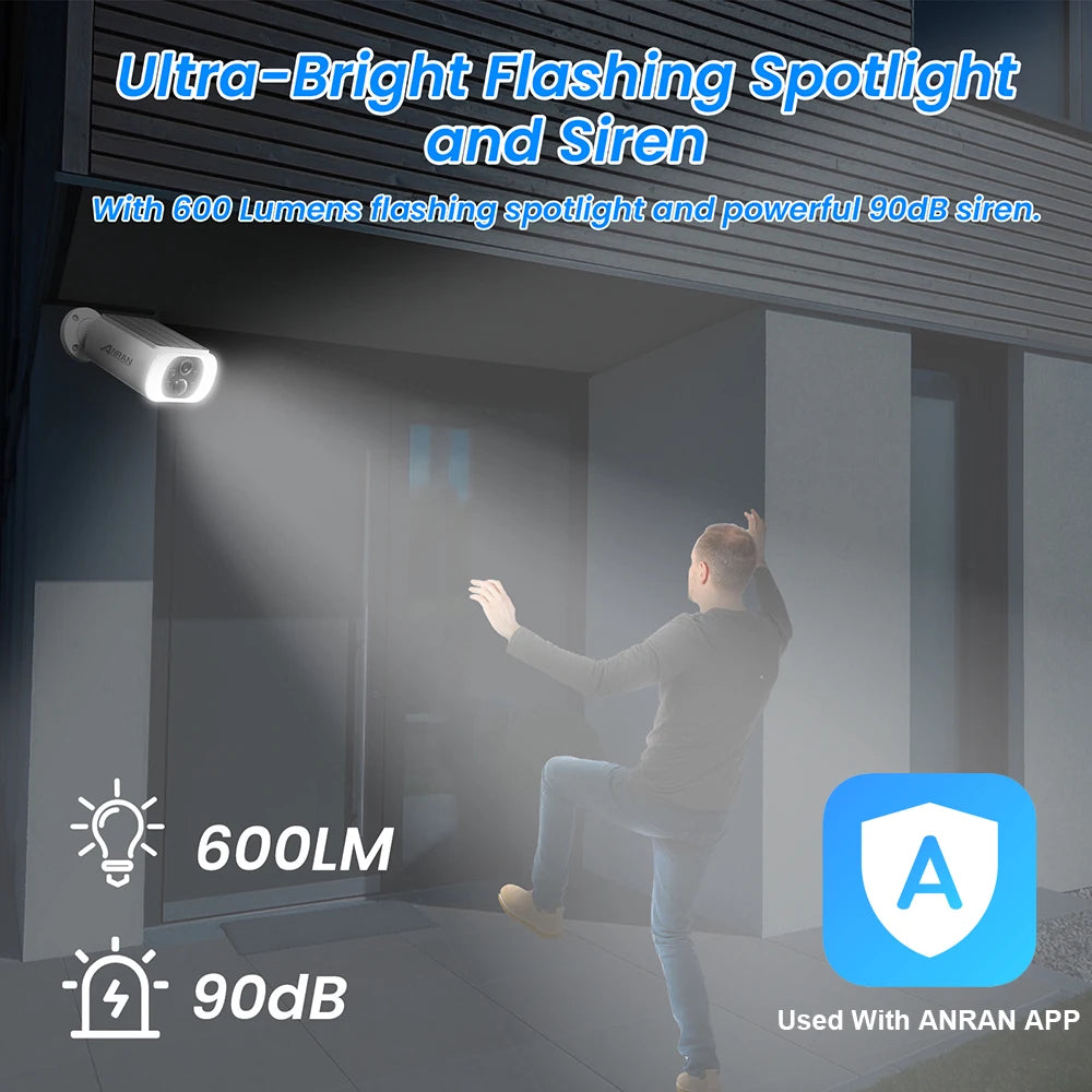 ANRAN 2K Solar Wireless Security Camera Floodlight WiFi