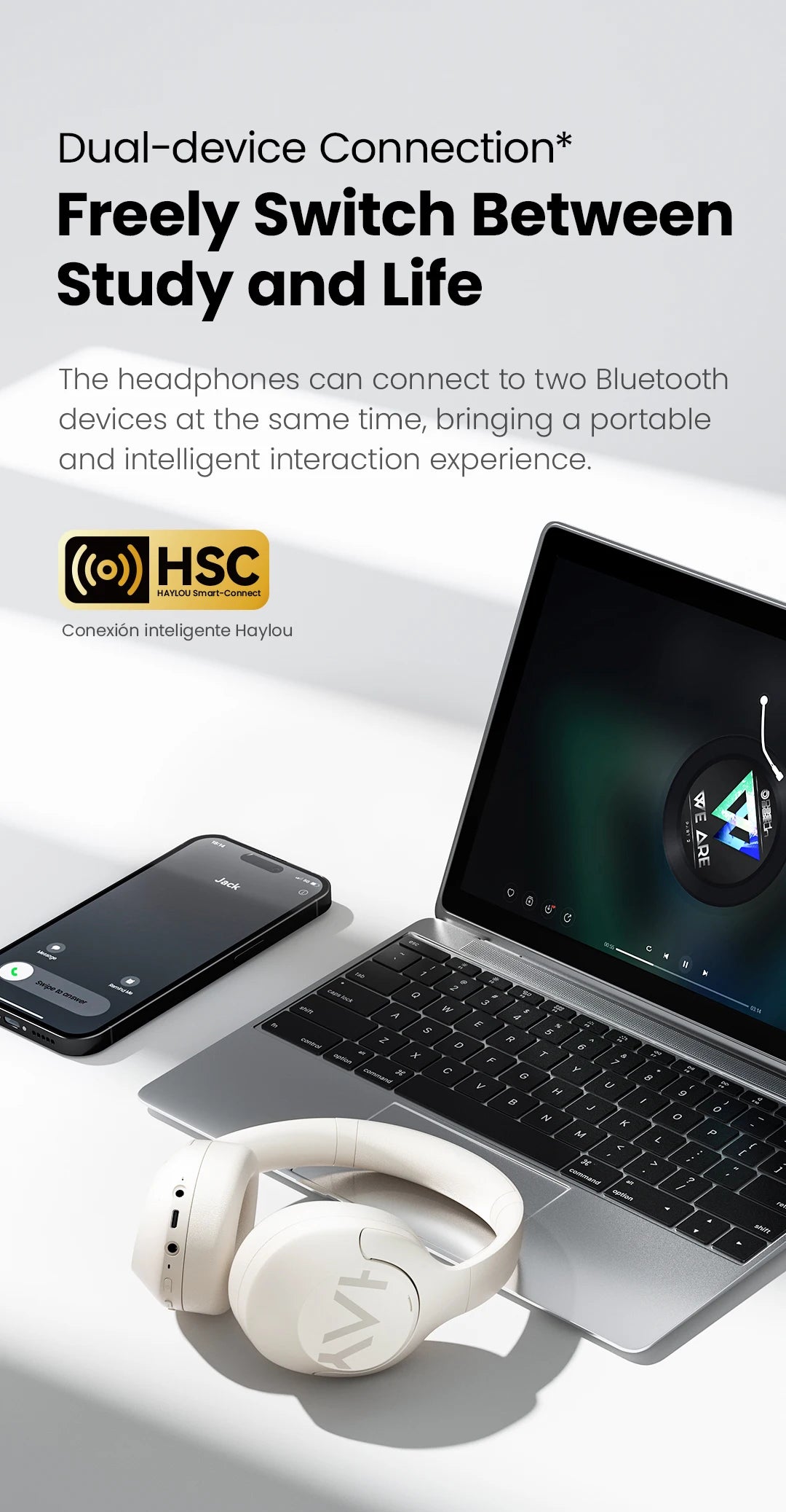 Haylou S30 Wireless Headphones Bluetooth 5.4 ANC 43dB 40mm Driver 80H Playtime