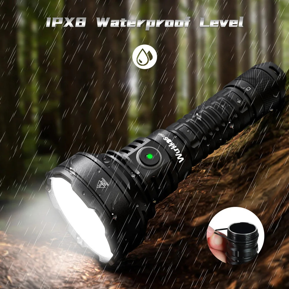 Wurkkos TD01C 21700 Rechargeable Tactical Flashlight LED USB C 1800 Lm IPX8
