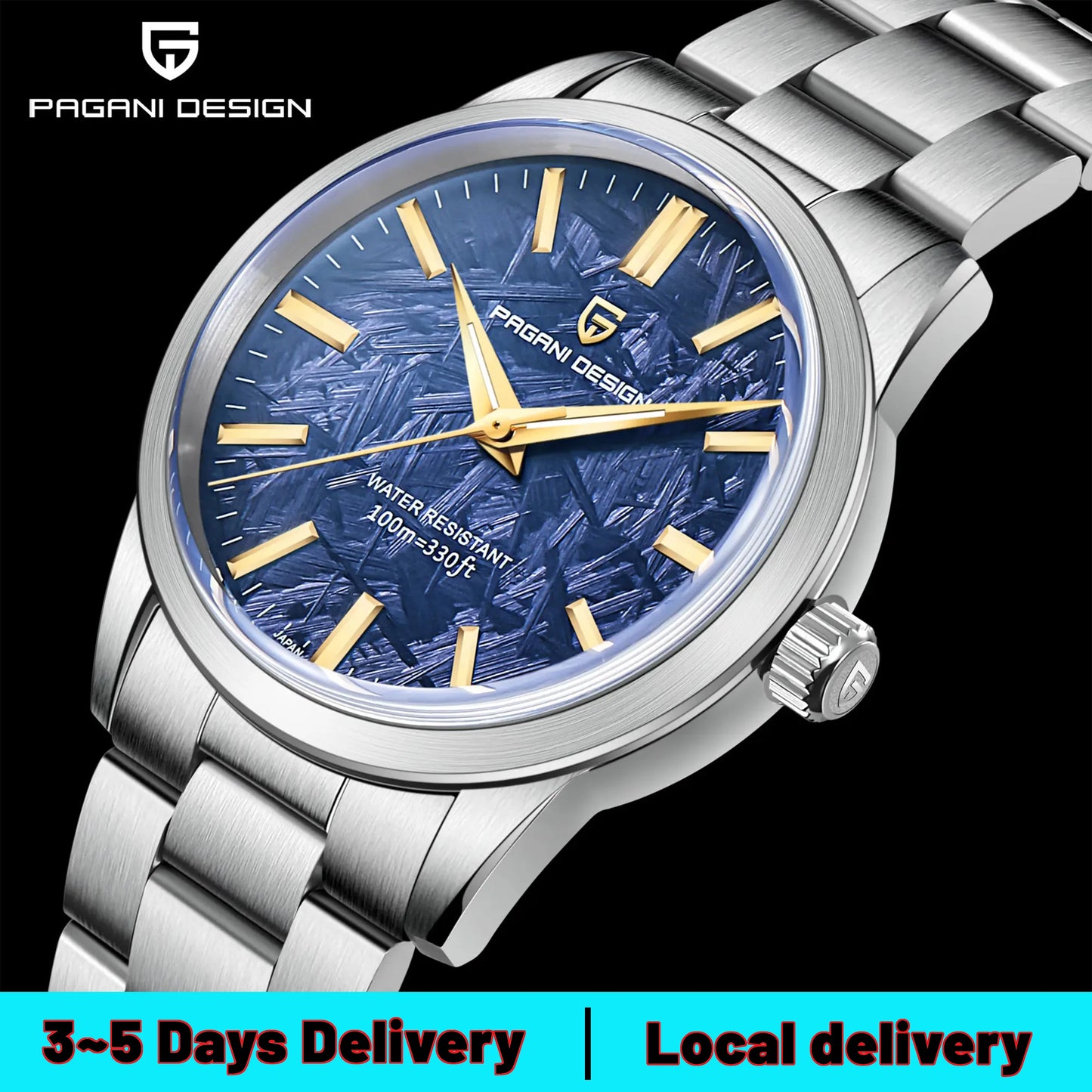PAGANI DESIGN 40mm Ultra Thin Mens Quartz Wristwatch With Sapphire Crystal