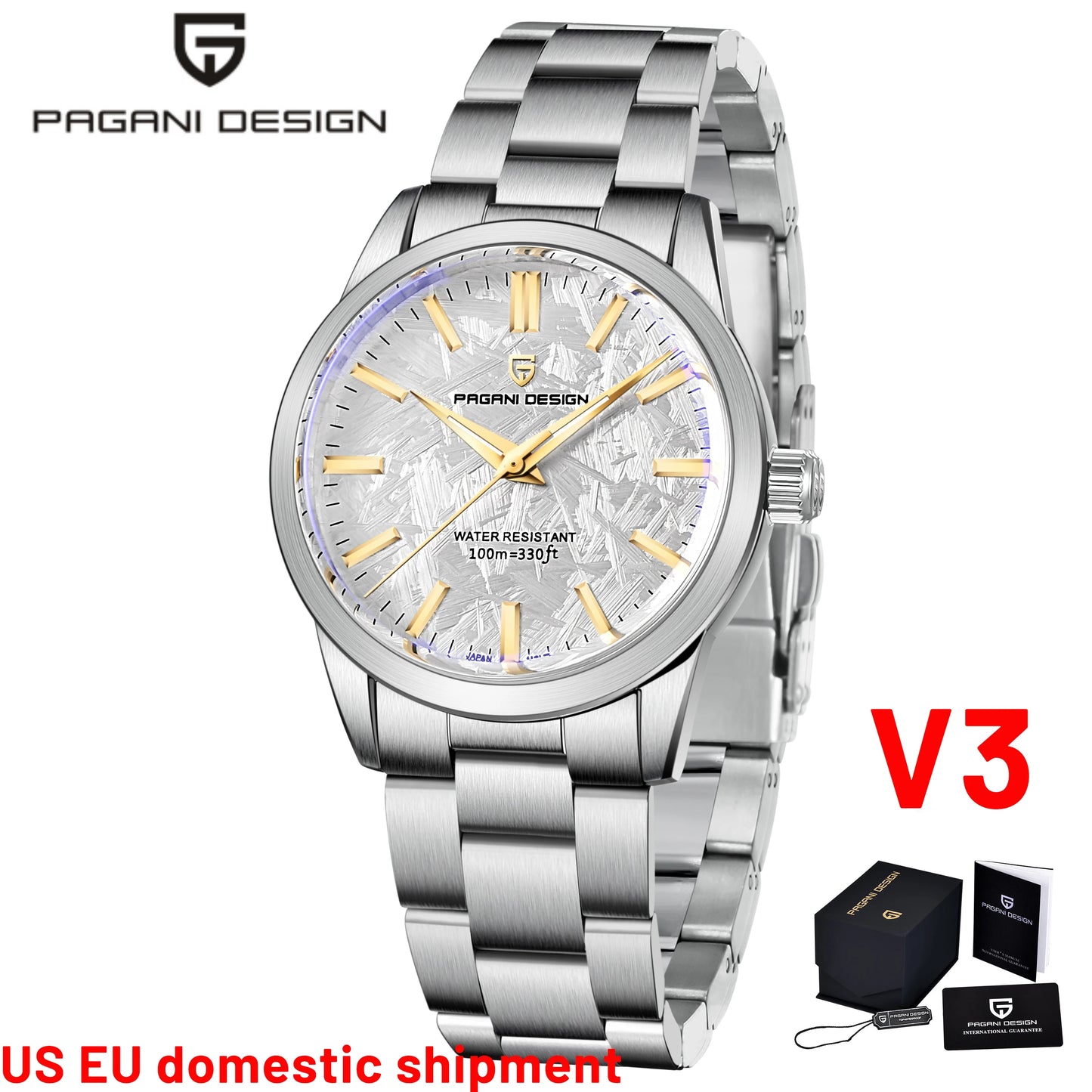 PAGANI DESIGN 40mm Ultra Thin Mens Quartz Wristwatch With Sapphire Crystal