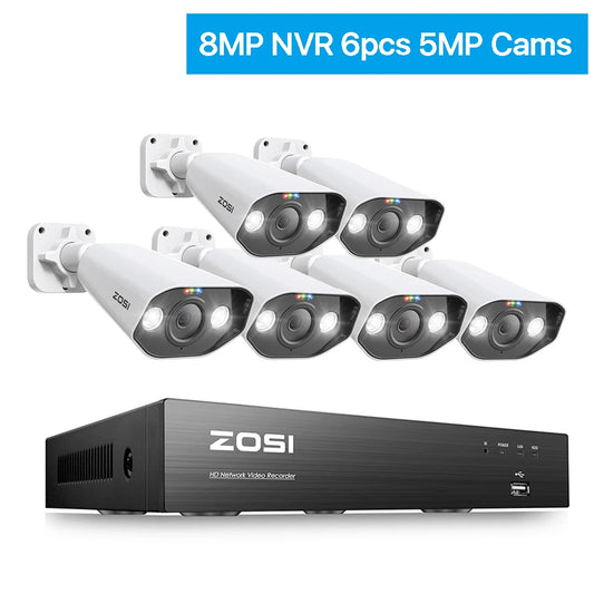 ZOSI 8CH POE Video Surveillance Kit 4K IP Cameras Outdoor
