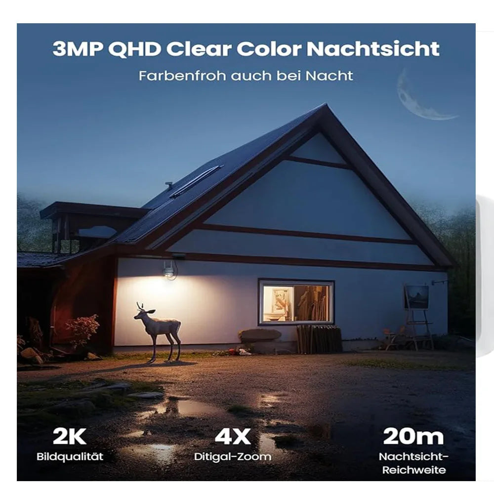 IeGeek 2K 3MP WiFi Security Camera Outdoor PTZ Battery Solar Powered