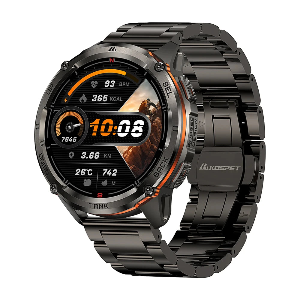 KOSPET Tank T3 Ultra 2 GPS Smart Watch For Men With Compass Altimeter Barometer Bluetooth Calling 5ATM IP69K Waterproof