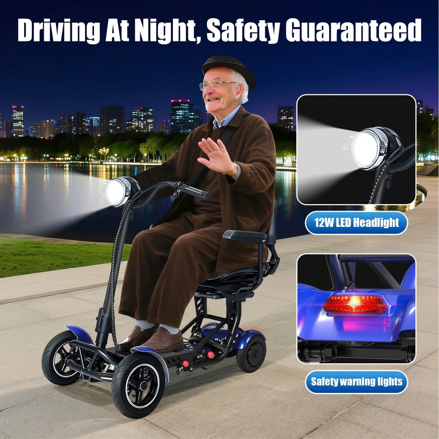 Folding Four Wheel Mobility Scooter For Seniors 11 MPH 500W