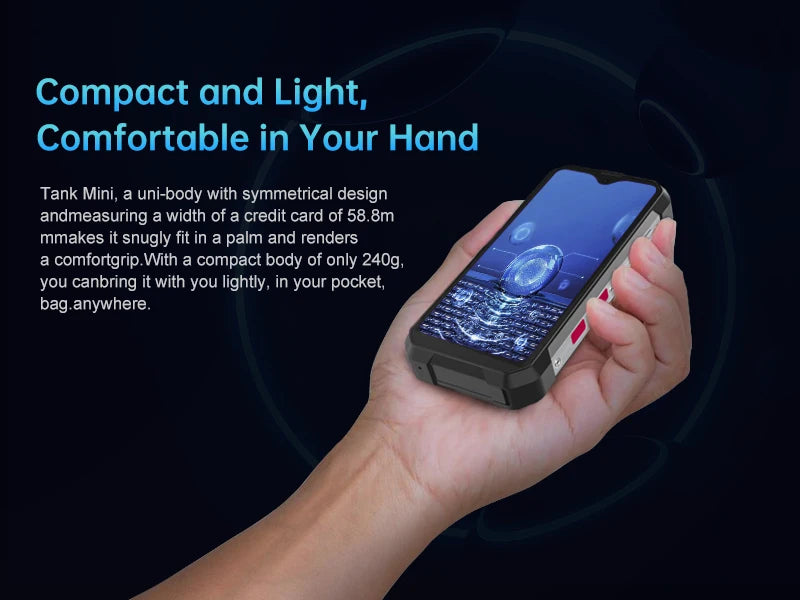 Unihertz 8849 Tank Mini Rugged Smartphone 4.3 Inch Android 13 5800mAh 24GB RAM 256GB Helio G99 IP68 Camera 100MP