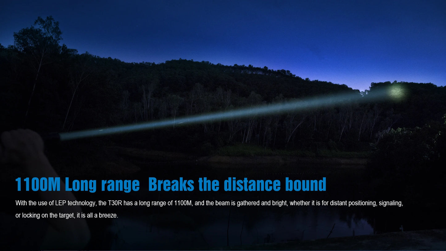 TrustFire T30R 1100M Tactical Flashlight 460 Lumen USB Rechargeable LED Torch