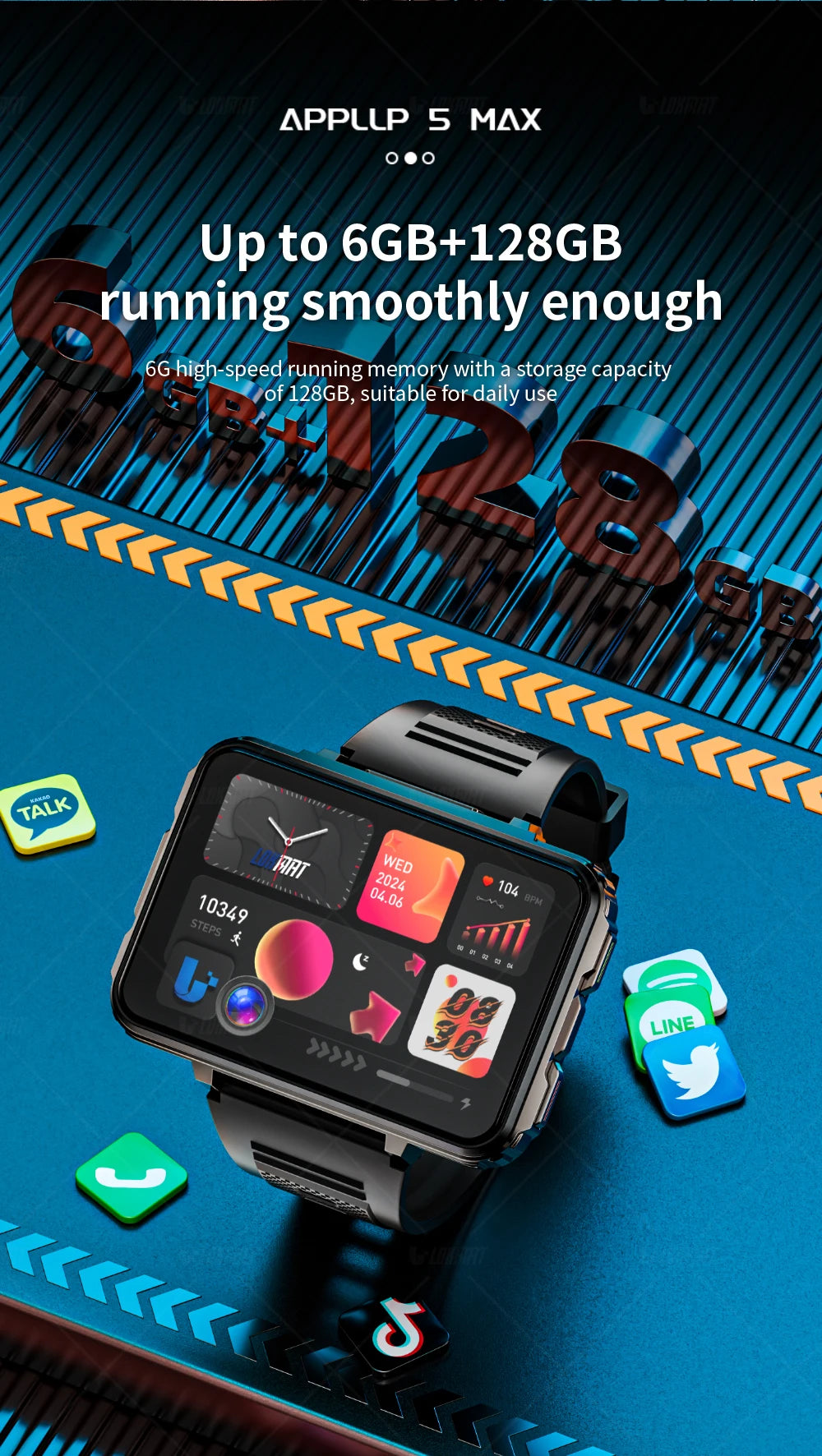 LOKMAT APPLLP 5 Max Android Watch Screen HD 4G Camera