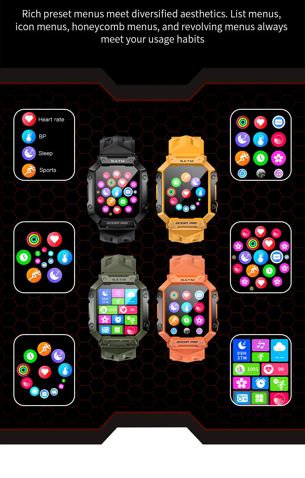 Lokmat Ocean Pro Smart Watch 5ATM Waterproof Heart Rate