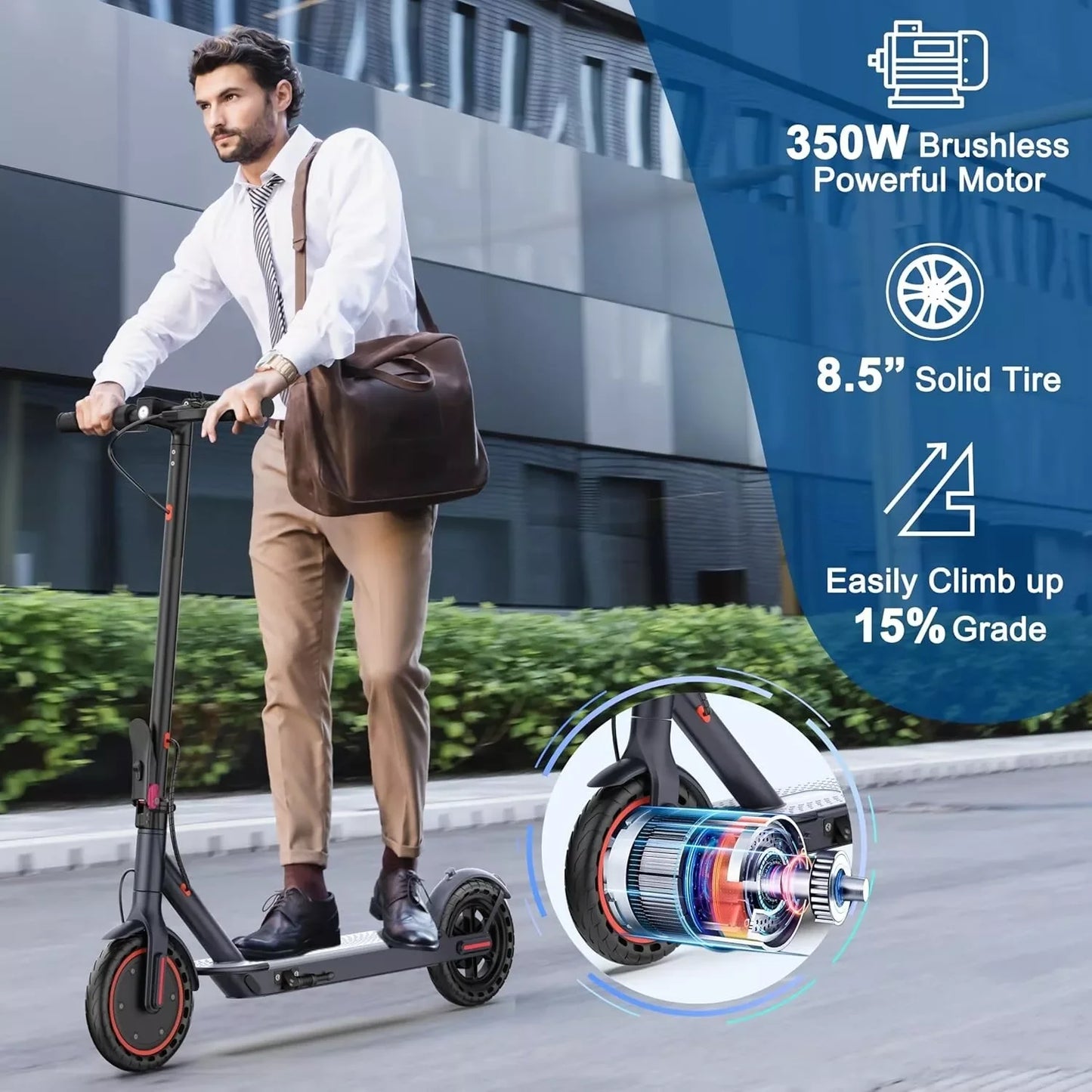 LP60 Electric Scooter 350W 19 MPH APP Control Foldable 8.5 36V 40-60km Range
