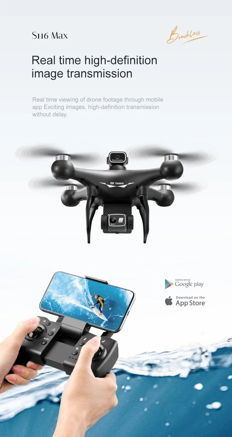 S116 MAX Drone Pro With 3 Batteries 8K Dual Camera Features