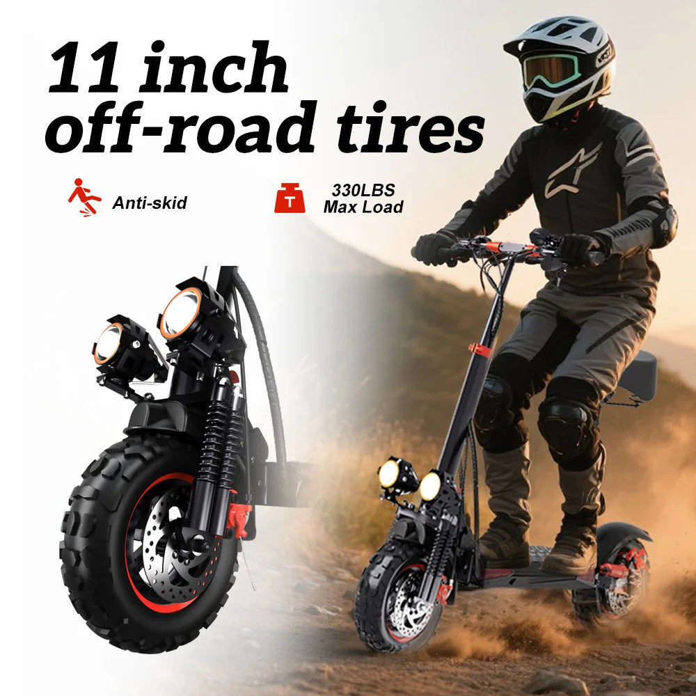 1200W Foldable E Scooter With Seat Off Road Dual Suspension