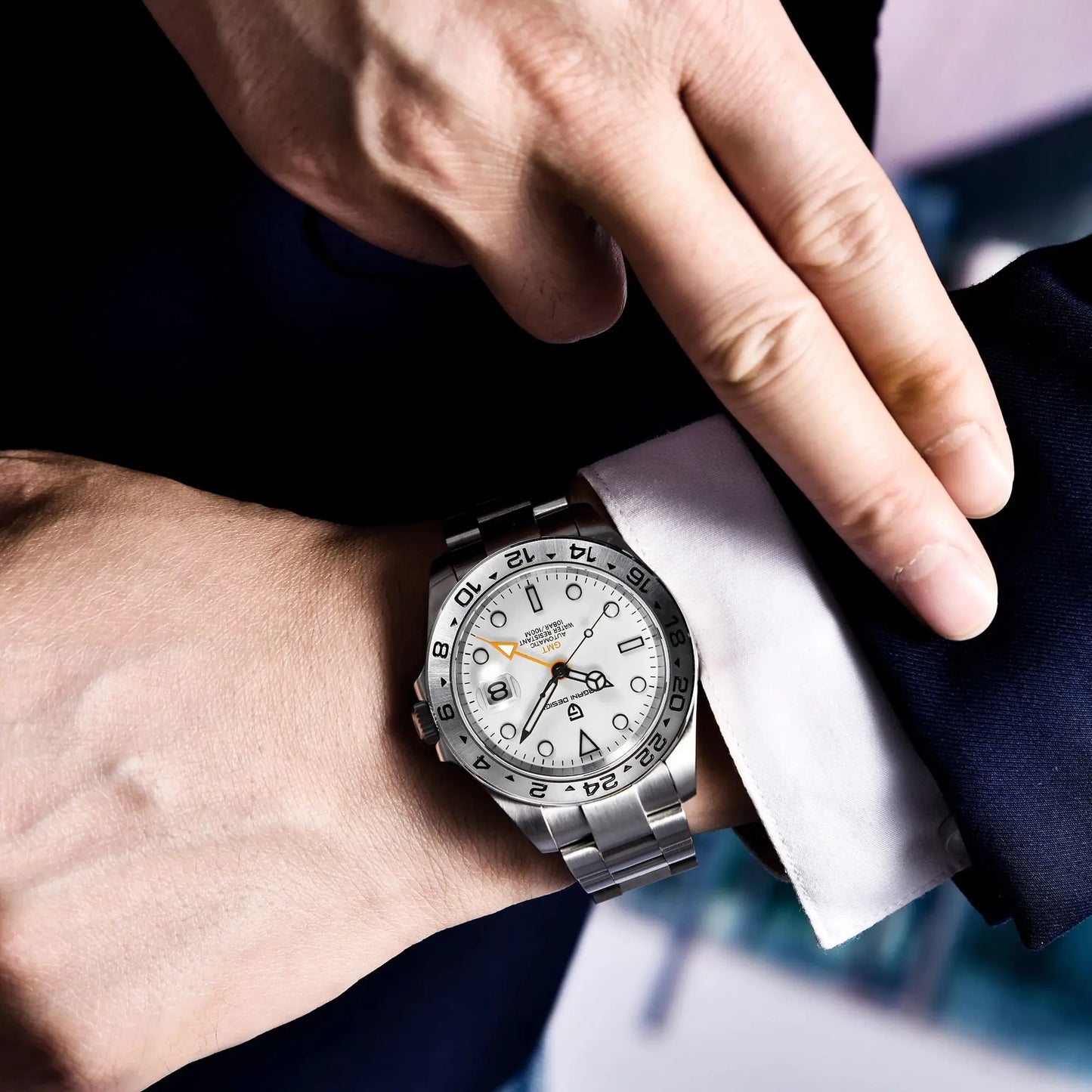 Pagani Design 42mm GMT Watch Men Automatic Stainless Steel Waterproof Sapphire