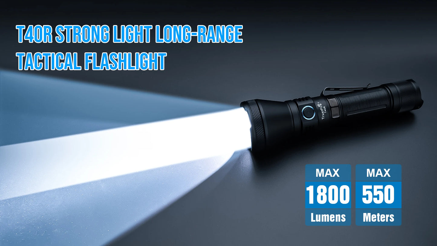 Trustfire T40R Army Tactical LED Flashlight 1800 Lumen USB Rechargeable IP68