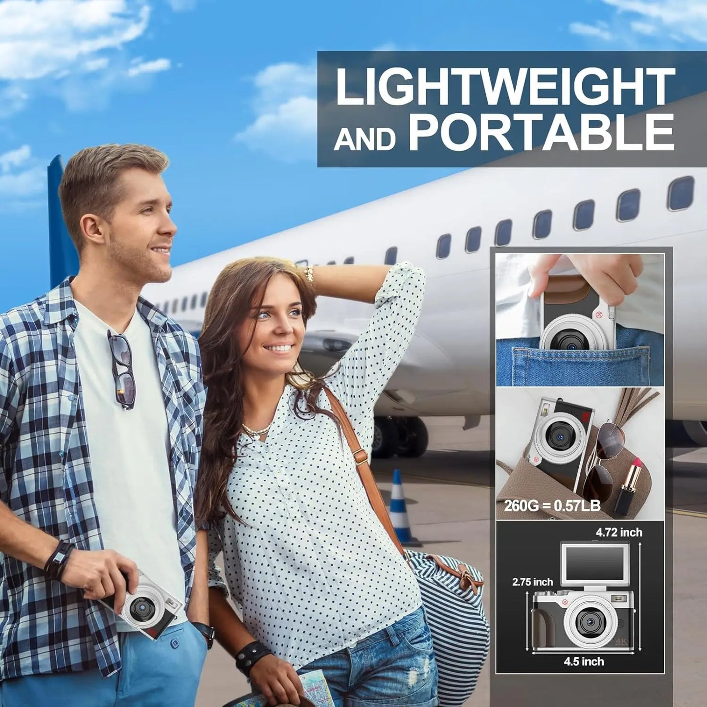 NBD 56MP Digital Camera 4K 180 Flip Screen 16X Zoom