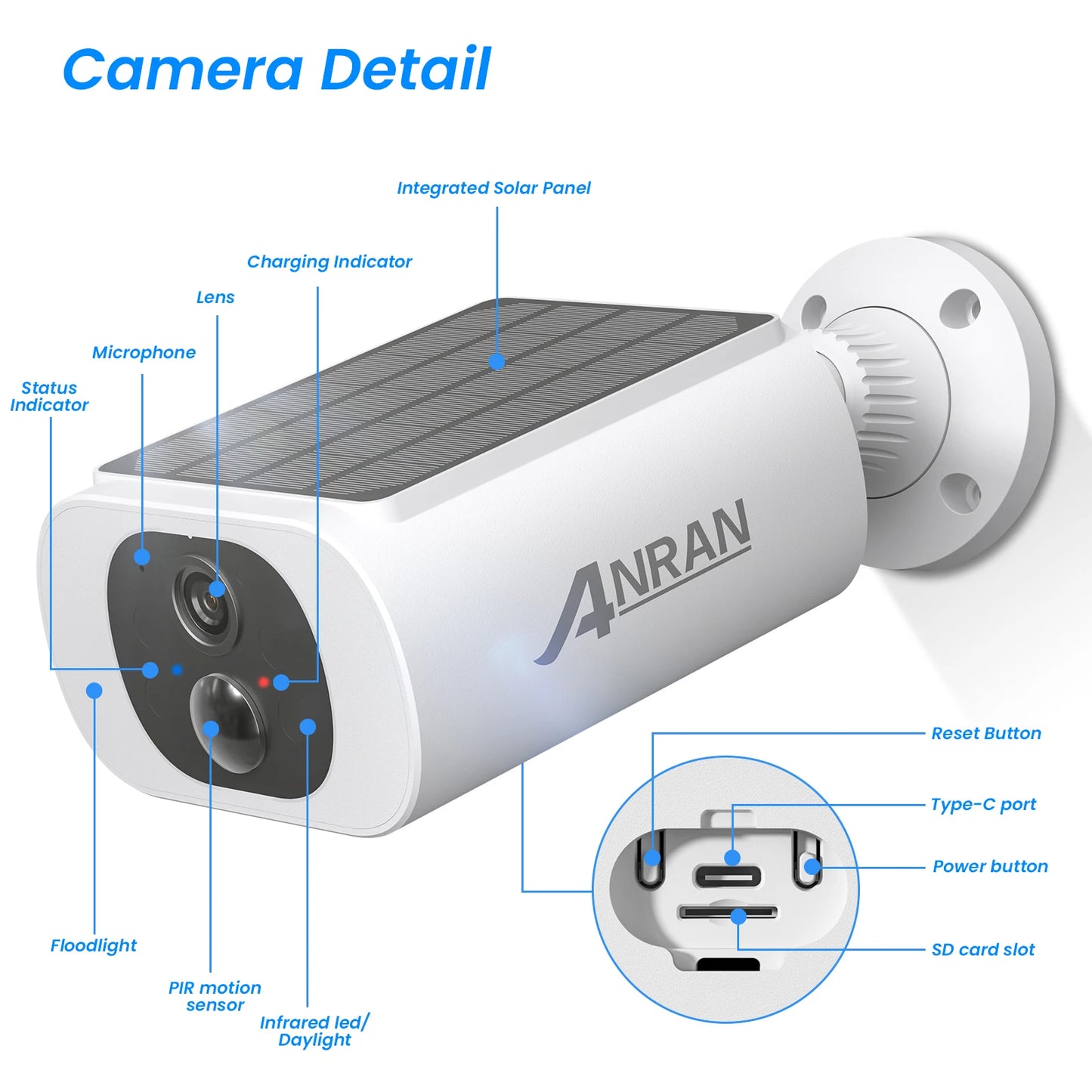 ANRAN 2K Solar Camera 4 Pack Home Security System Set