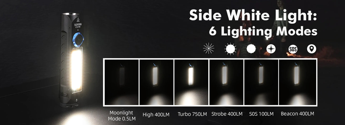 Sofirn IF23 Pro RGB LED Flashlight 5000lm 21700 USB C Rechargeable Magnetic