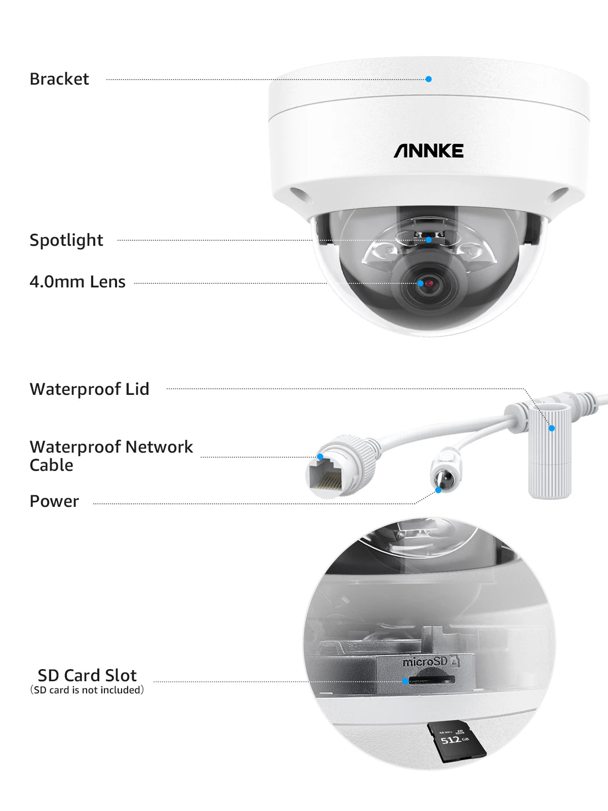 ANNKE C800 4K PoE Outdoor Security Camera IK10 IP67 8MP Smart Dual Light Built In Mic Video Surveillance
