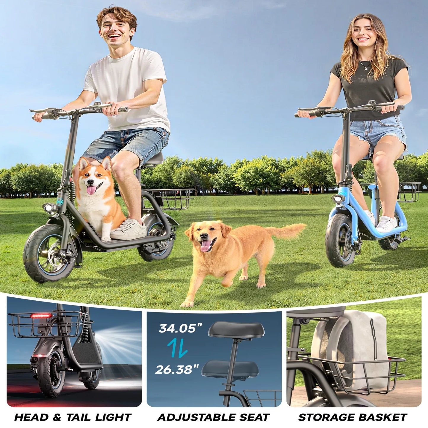 450W Electric Scooter 265 Lbs Max Load 22 Mile Range