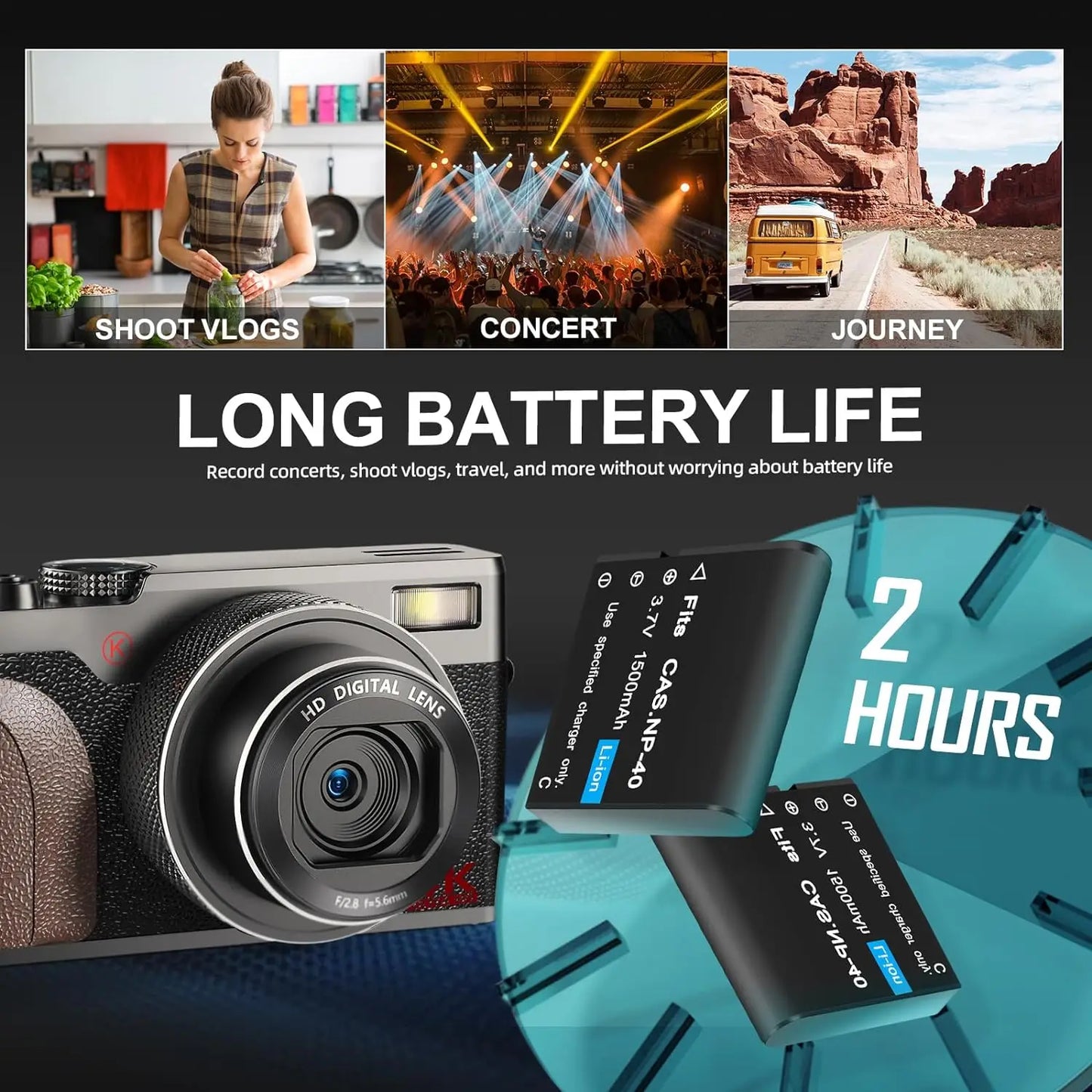 NBD 56MP Digital Camera 4K 180 Degree Flip Screen 16X Zoom