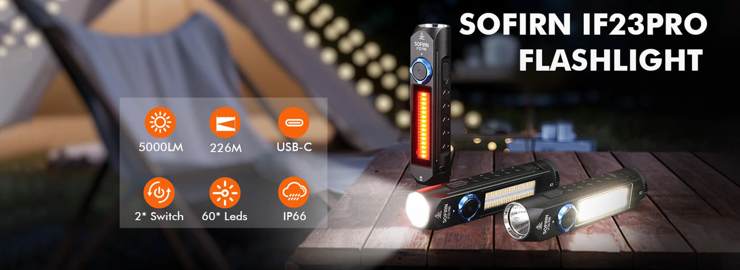 Sofirn IF23 Pro RGB LED Flashlight 5000lm 21700 USB C Rechargeable Magnetic