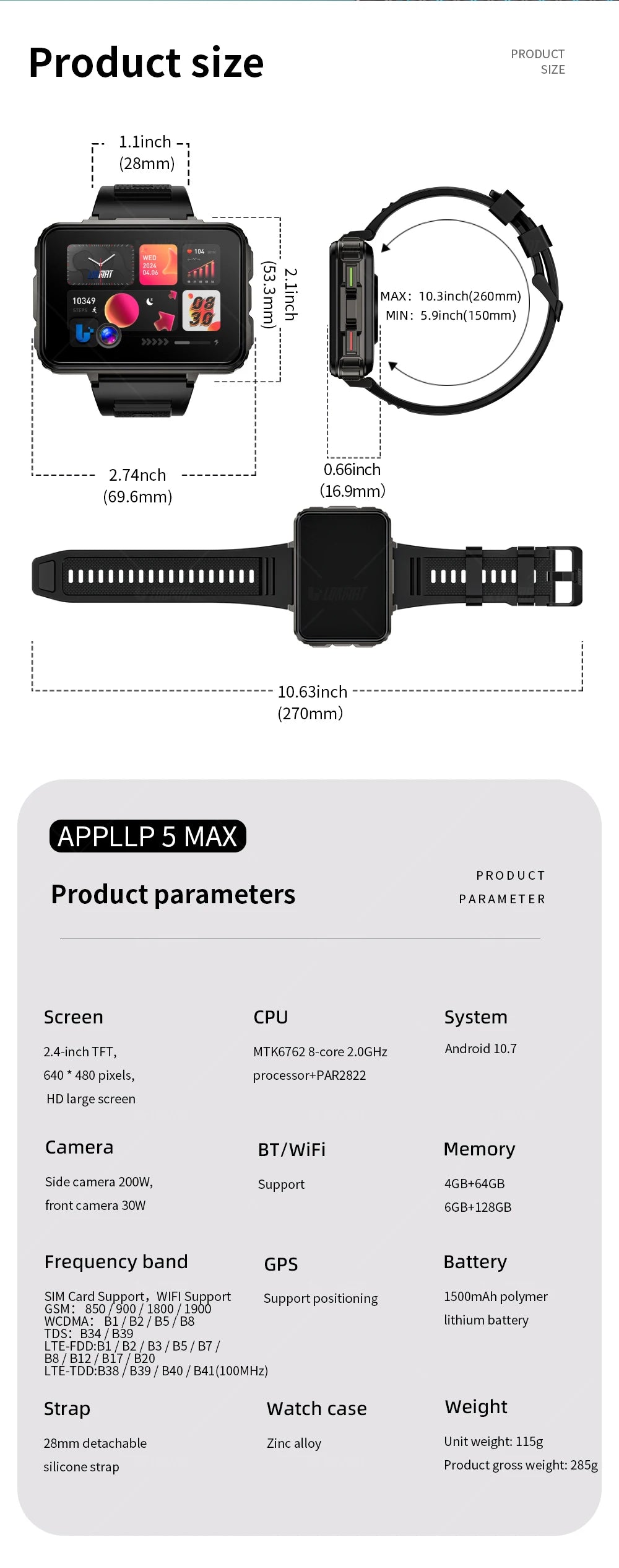 LOKMAT APPLLP 5 Max Android Watch Screen HD 4G Camera