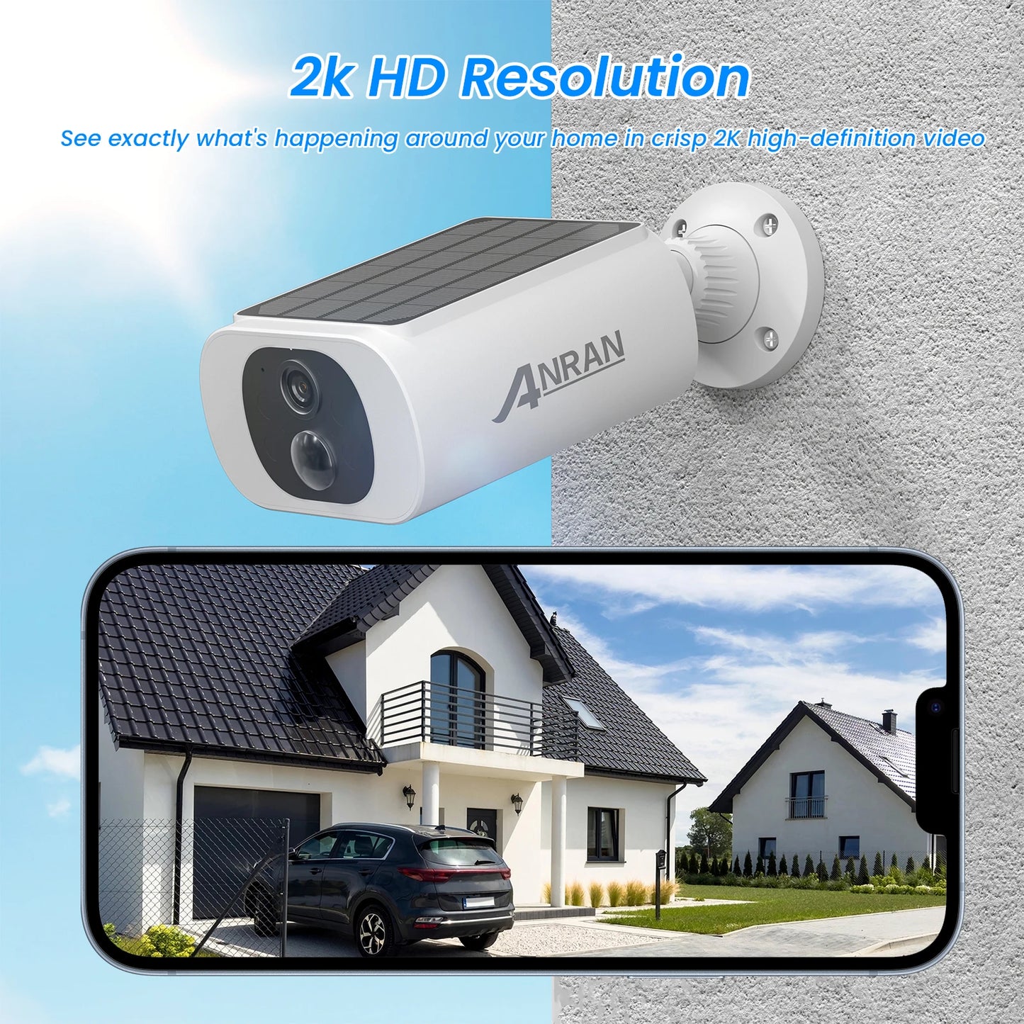 ANRAN 2K Solar Wireless Security Camera Floodlight WiFi