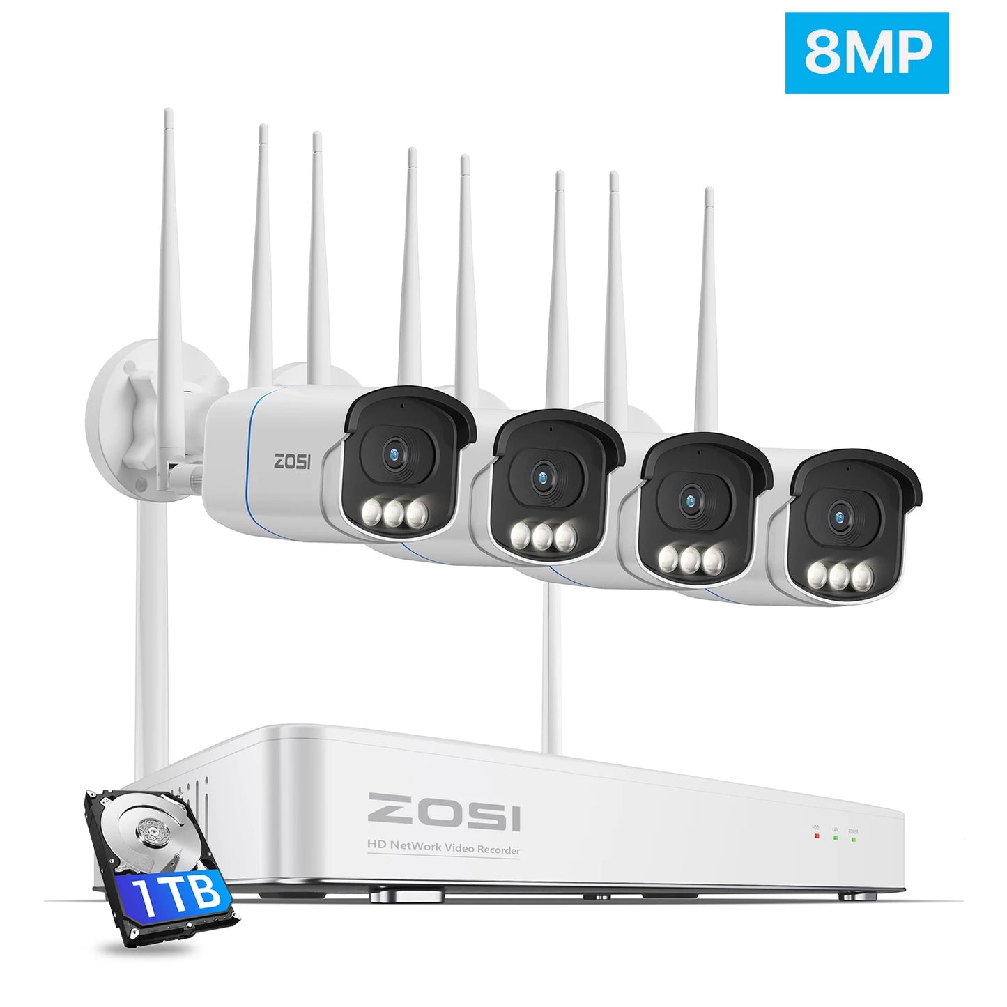 ZOSI 4K WiFi 6 Security IP Camera System Night Vision 8MP Pan Tilt Wireless Cam