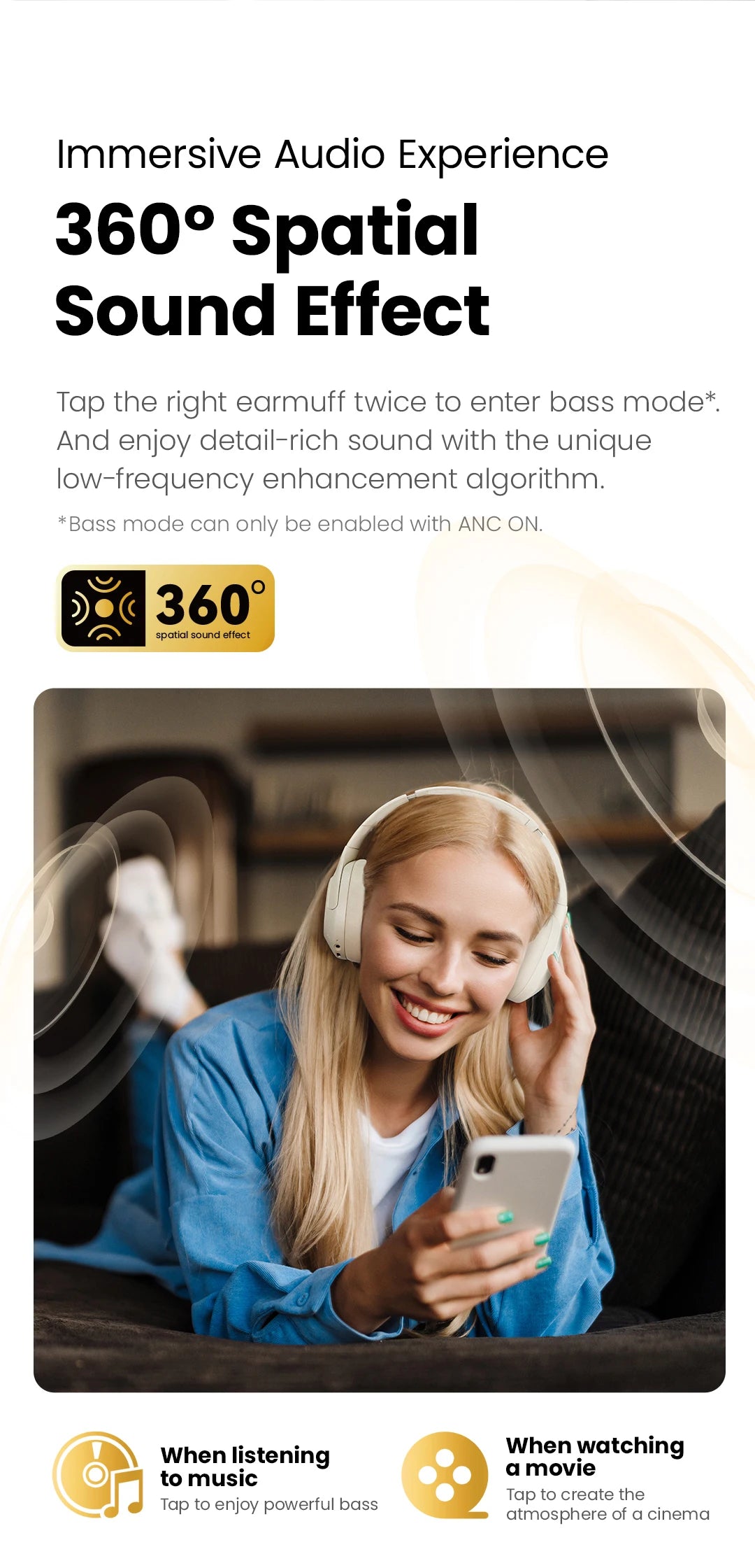 Haylou S30 Wireless Bluetooth 5.4 Headphones 43dB Noise Cancelling 40mm Driver