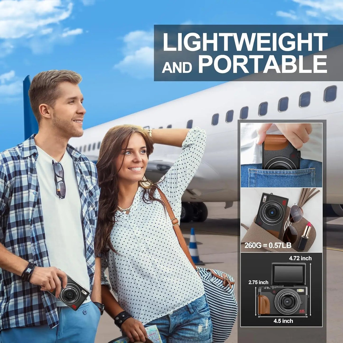 NBD 56MP Digital Camera 4K 180 Flip Screen 16X Zoom