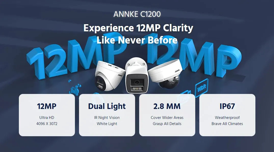 ANNKE 4 Pack 12MP Outdoor Smart PoE Dual Light Camera IP67